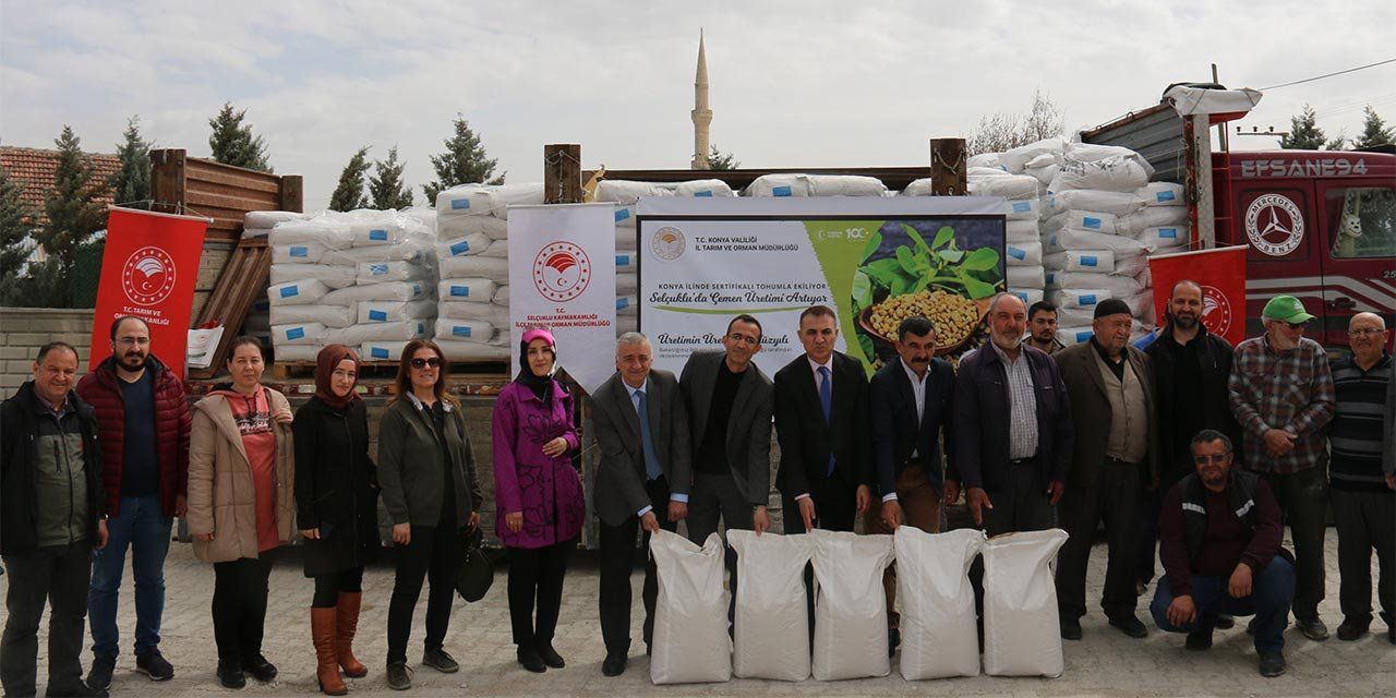 Konya'da Üreticilere Çemen Tohumu Dağıtıldı