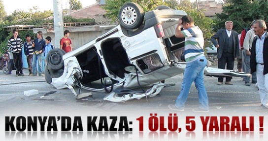 Konya'da Refüje Çarpan Araç  Devrildi: 1 Ölü, 5 Yaralı!