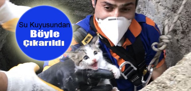 Konya'da Su Kuyusuna Düşen Kedi Kurtarldı